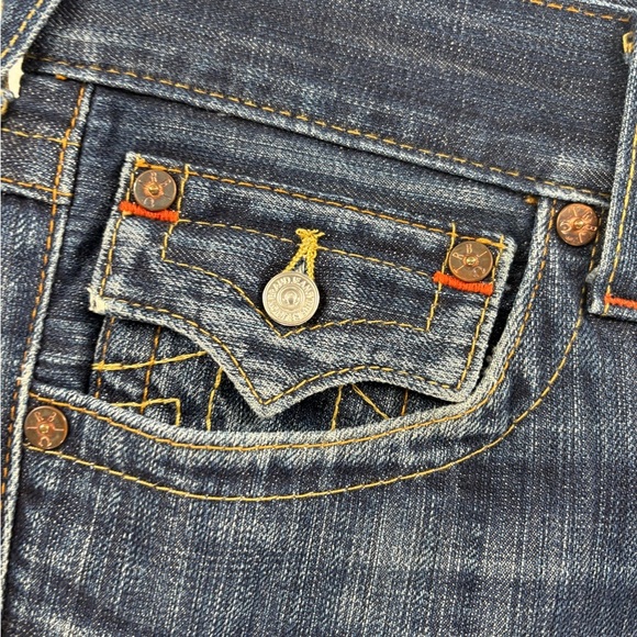 True Religion Y2K Joey World Tour low rise blue Twisted Seam bootcut Jeans 32x30 - Picture 8 of 16